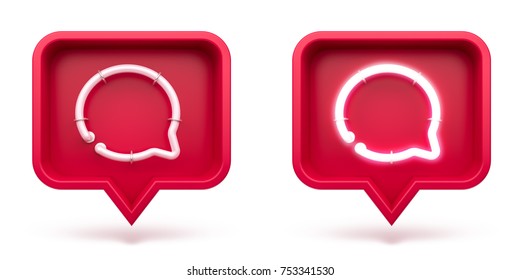 Message icons on a red pin isolated on white background. Set neon message symbol. 3d render
 - Powered by Shutterstock