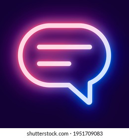 Message Social Media Icon In Pink Neon Style