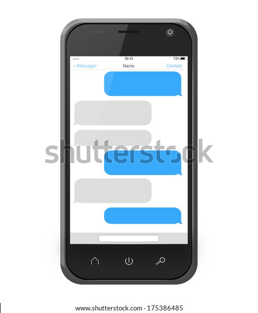 白い背景にiphoneスタイルのスマートフォン画面にメッセージ のイラスト素材