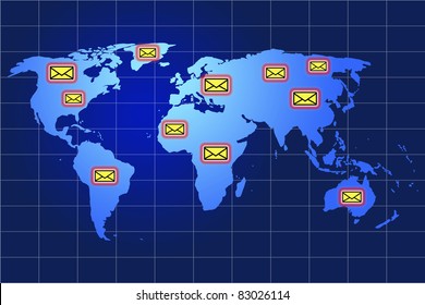 Messaging communications around the world : Data source: NASA
