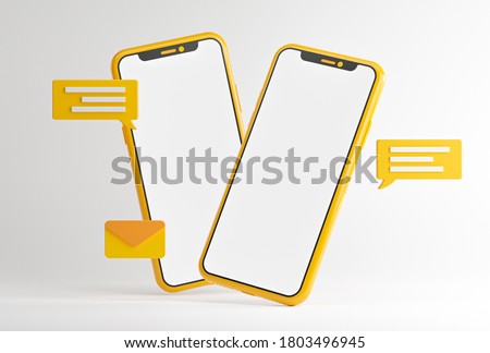 Messaging Conversation App Concept. Mockup Social Media Background Copy Space 3D Rendering