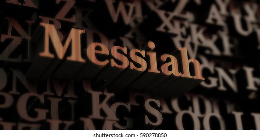 Messiah - Wooden 3D rendered letters/message.  Can be used for an online banner ad or a print postcard. - Shutterstock ID 590278850