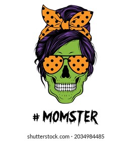 Messy Bun Mom Skull Momster Halloween Collection