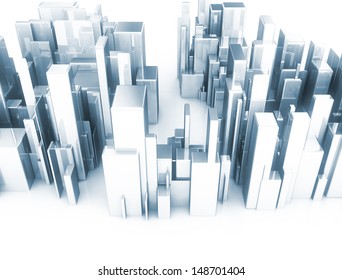 Metal 3d Cubes Abstract City Scape Model