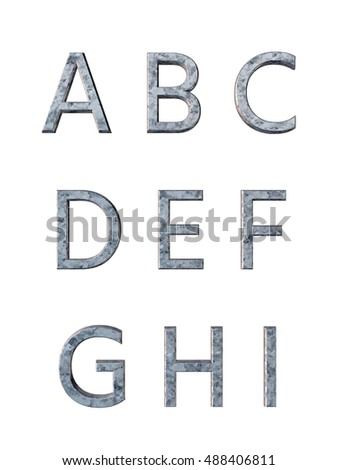 Metal alphabet. 3D rendering