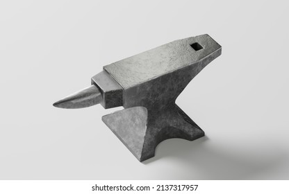 Metal Anvil With Black Background, 3d Rendering. Computer Digital Drawing.