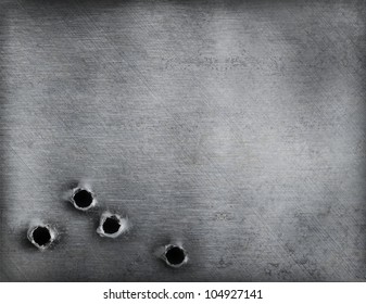 Metal Background With Bullet Holes