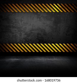 metal background with caution stripes