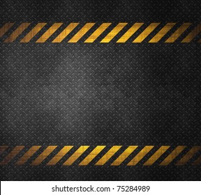 Metal Background With Caution Tape