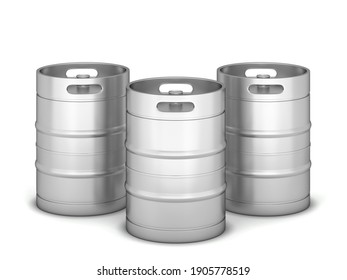 Metal Beer Keg. 3d Illustration Isolated On White Background 