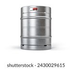 Metal beer keg isolated on white background with clipping path included. 3D render. 3D illustration.