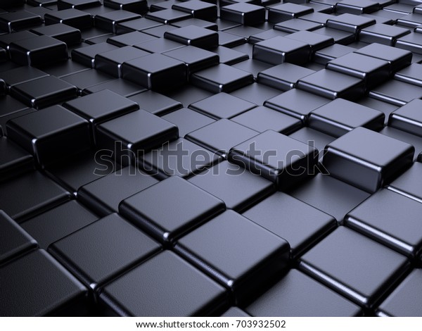 金属ボックスの抽象的背景 立方体シェイプのブロックチェーンイラスト