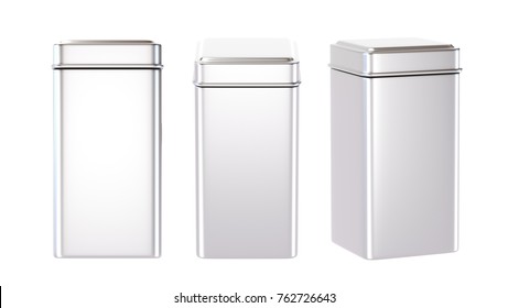 Metal Box Isolated On A White Background, 3D Rendering