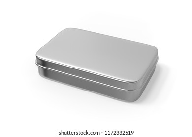 Metal Box On Isolated White Background, 3d Illustration