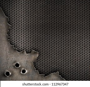 Metal With Bullet Holes Background