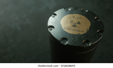 Metal Capsule Containing Radioactive Material, Sci-fi Equipment Containing Cobalt-60 Which Is Radioactive Material, 3d Rendering