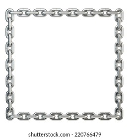 Metal Chain Rectangular Frame Border On White Background