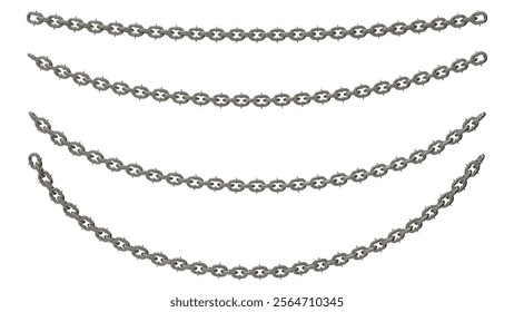 Metal Chains: A 3D render of a group of hanging chains with a metallic texture and sharp points.