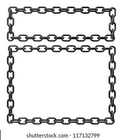 Metal Chains Frame Border On White Background - 3d Illustration