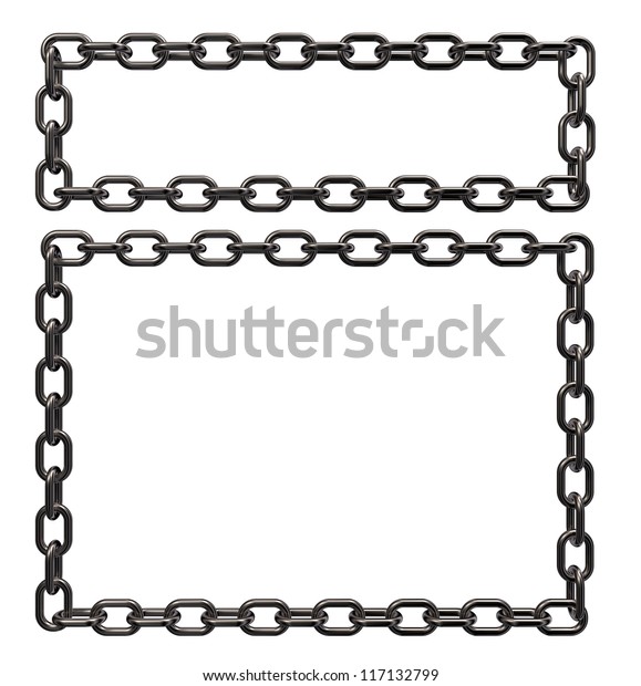 Metal Chains Frame Border On White Stock Illustration 117132799