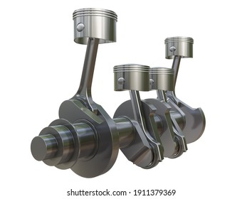 Metal Crankshaft 4 Pistons Connecting Rods Stock Illustration ...