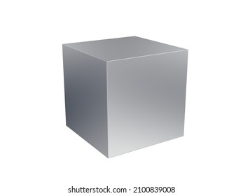 Metal Cube Isolated On White Background. 3d Illustration.