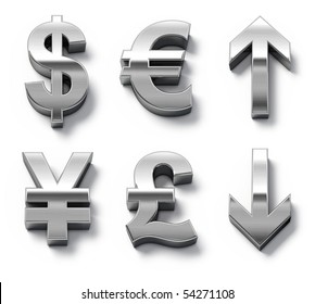 Metal Currency Symbols And Arrows