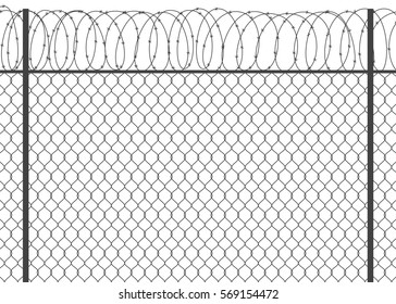 Metal fence with barbed wire