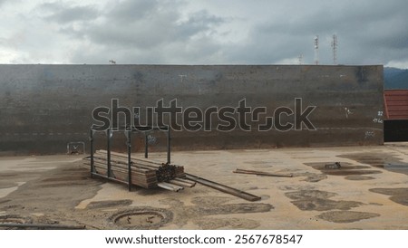 Similar – Image, Stock Photo Steel plate in floating suspension for balance exercises