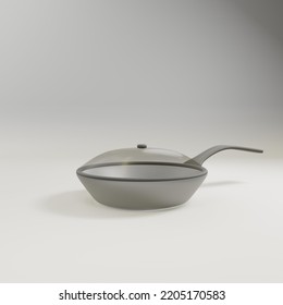 Metal Frying Pans Cooking Pot 3d Image Cookware With Kitchen Utensil Cookware Casserole Dish Accessories Side View