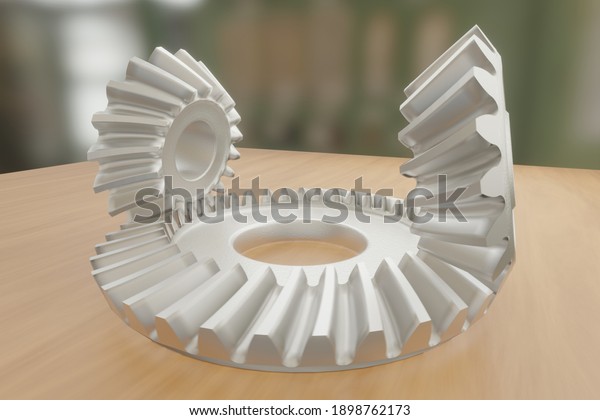 Metal gear and\
pinion. Gear wheel macro image. Image concept for industry and\
mechanical engineering. 3D\
rendering