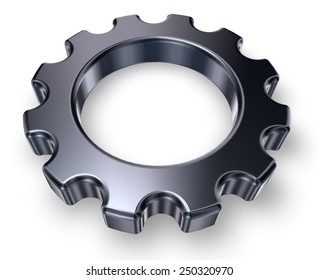 Metal Gear Wheel On White Background - 3d Illustration