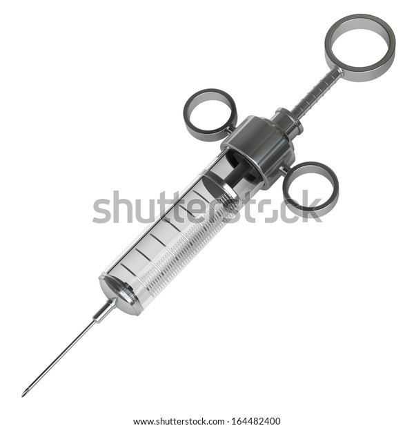 Metal Glass Syringe Vintage Isolated On Stock Illustration 164482400 ...