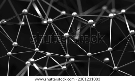 metal information connected dots plexus 3d animation 3d render. can be used to represent artificial intelligence, social network telecommunications or science research