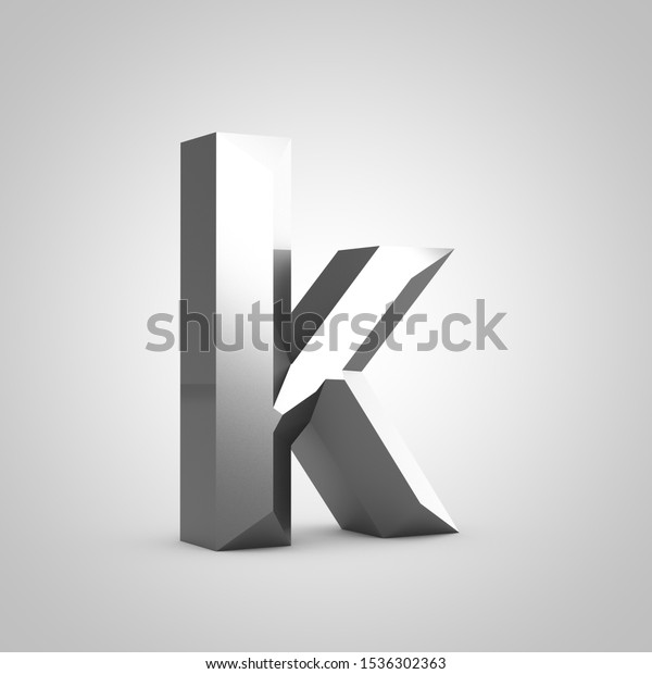 Metal letter K lowercase. Chiseled font\
isolated on white. 3d rendered\
alphabet.