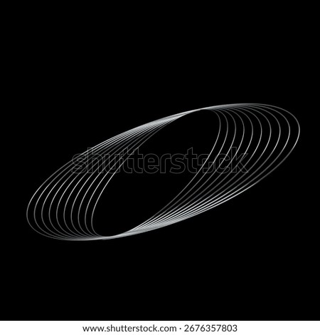 Metal linear circular 3D shape. Silver chrome circle 3D element isolated