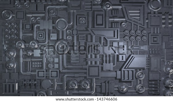 Metal Mechanical Electronic Details Texture 3d Stock Illustration