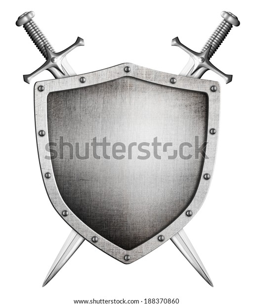 Metal Medieval Shield Crossed Swords Behind Stock Illustration ...