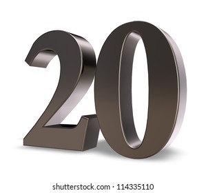 Metal Number Twenty On White Background - 3d Illustration