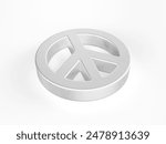 Metal peace symbol on a white background. 3d illustration.