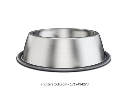 Metal Pet Bowl Isolated On A White. 3d Illustration