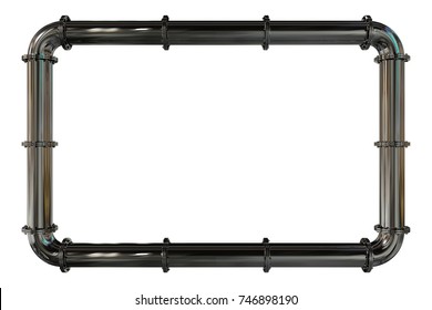 Metal Pipeline Frame Isolated On White. 3D Rendering