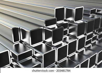 Metallrohre im Lager. 3D-Abbildung