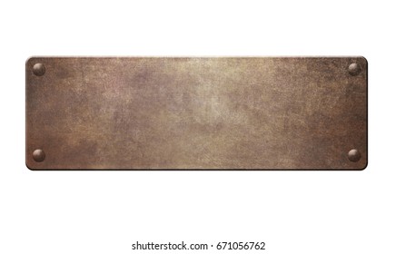 Metal Plate With Rivets On White Background