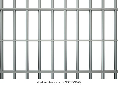 metal prison bars on white background