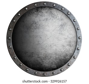 Metal Round Aged Shield Isolated On White