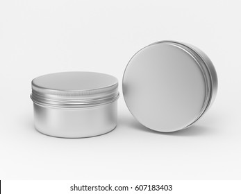 Metal Round Tin, Cosmetic Box, Aluminun Packaging 3d Rendering
