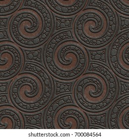 Metal Seamless Texture With Swirls Pattern, 3d Illustration