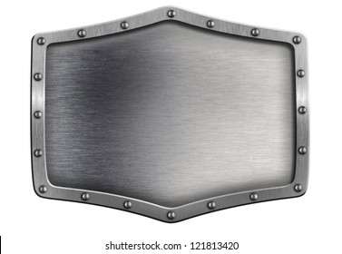 Metal Shield Or Plate Isolated On White