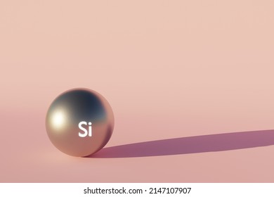 Metal Shiny Silicon Ball, Electric Car Material. Copy Space Background 3d Illustration.